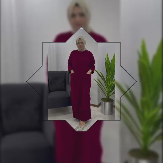 Summer 2-Piece Modest Casual Set in Dep Burgundy