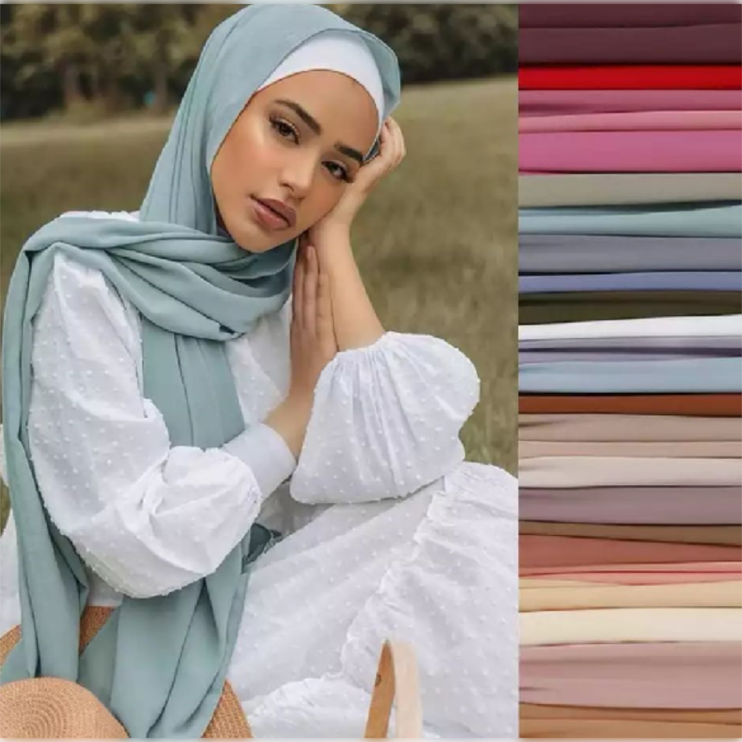 Georgette Hijab in Navy & White Shades حجاب الجورجيت بدرجتي اللون الأزرق و الأبيض الجميلين